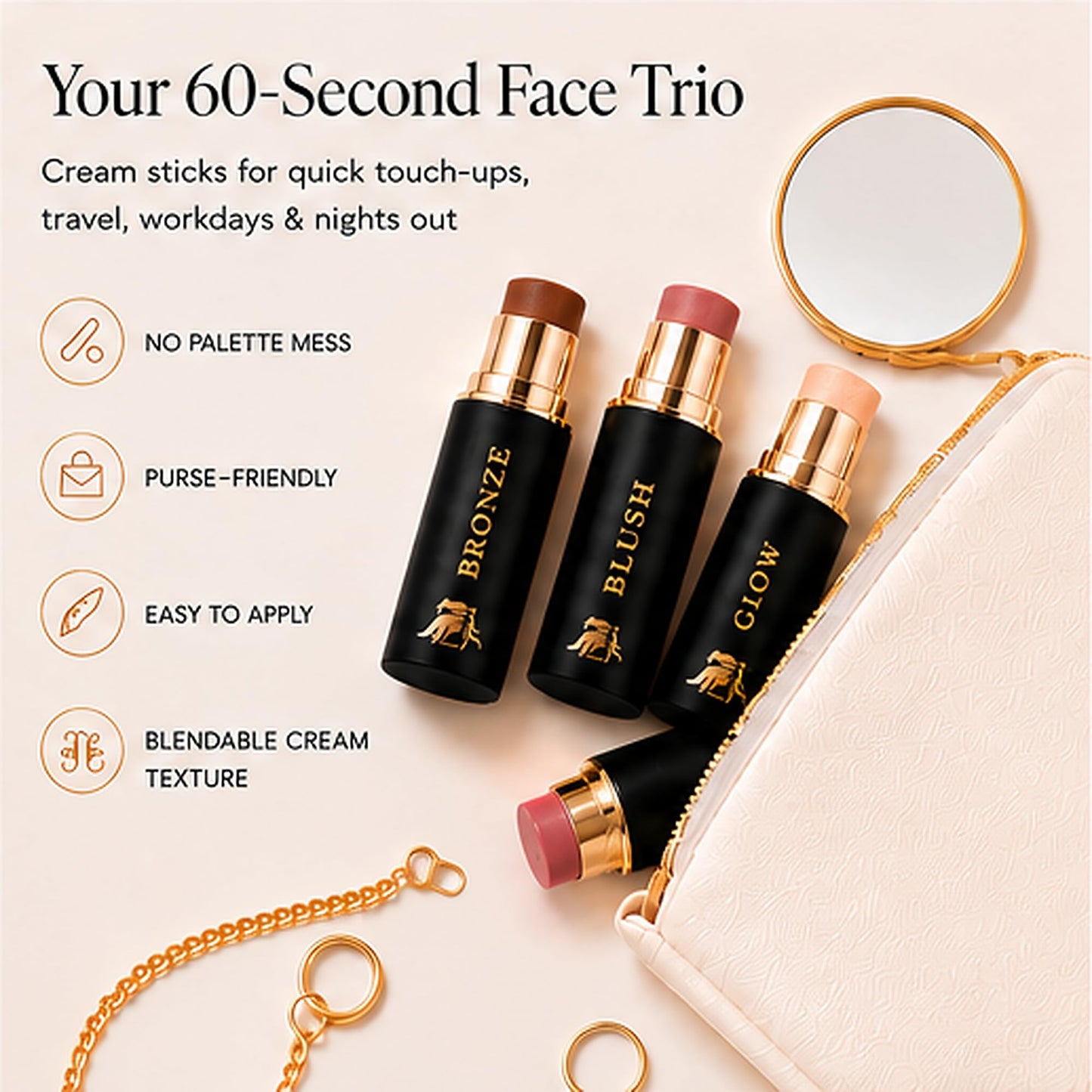 Cream Contour Stick Set – Blush, Bronzer & Highlighter Trio | Hydrating, Buildable, High-Pigment Makeup with Shea Butter & Vitamin E | Phoenix Beauty Gift Set (Enchanted) - dailyvitalstore