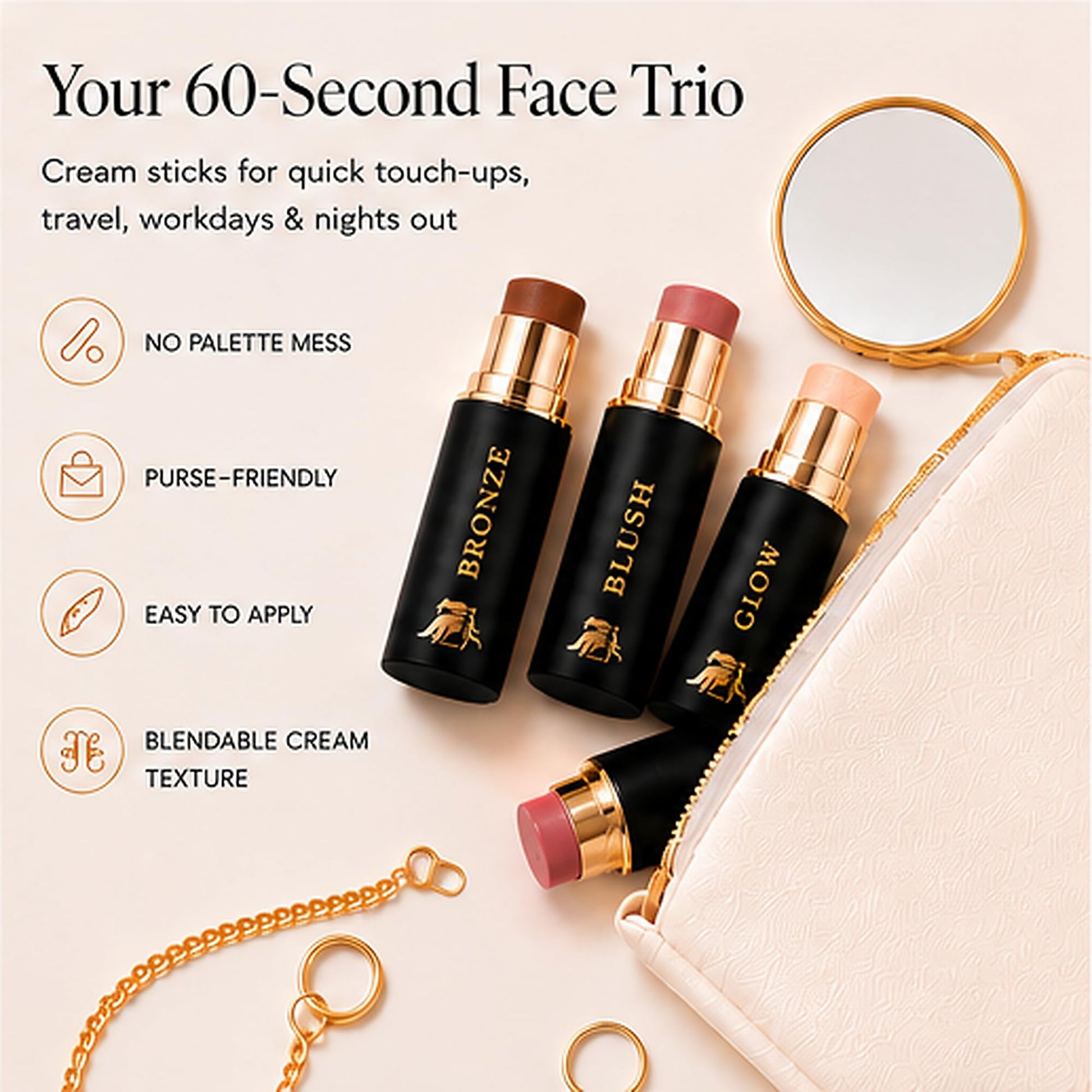 Cream Contour Stick Set – Blush, Bronzer & Highlighter Trio | Hydrating, Buildable, High-Pigment Makeup with Shea Butter & Vitamin E | Phoenix Beauty Gift Set (Enchanted) - dailyvitalstore
