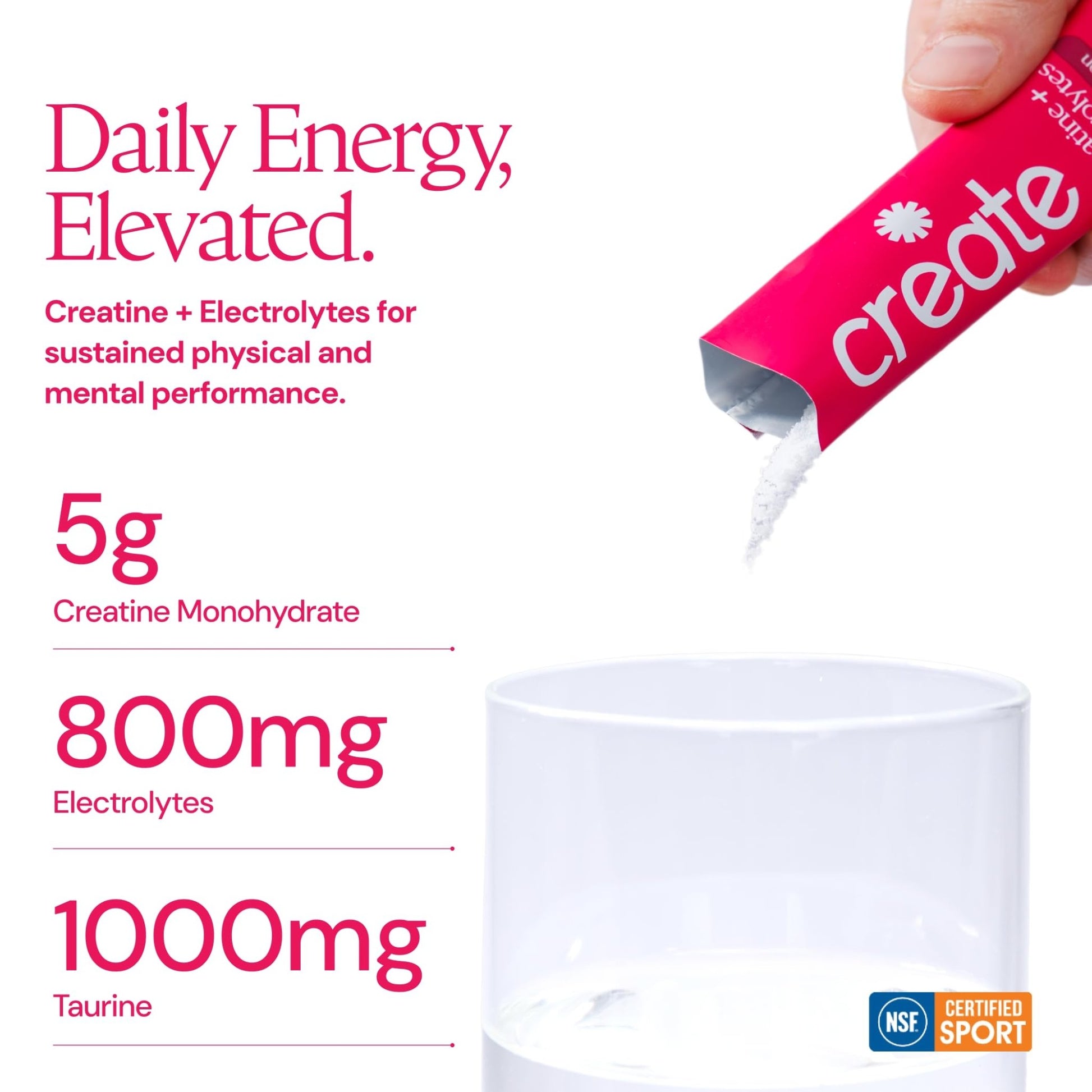 Create Creatine + Electrolytes Mix - Creatine Monohydrate Stick Packs, Supports Energy - dailyvitalstore