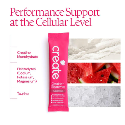 Create Creatine + Electrolytes Mix - Creatine Monohydrate Stick Packs, Supports Energy - dailyvitalstore