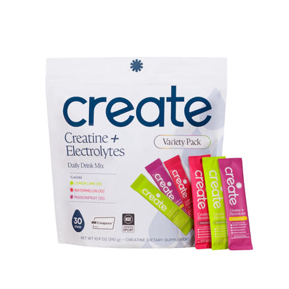 Create Creatine + Electrolytes Mix - Creatine Monohydrate Stick Packs, Supports Energy and Hydration, NSF Certified for Sport, 30 Count, Variety Pack - dailyvitalstore