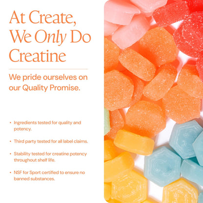 Create Creatine Gummies for Men & Women – NSF Certified, Made with Creapure Creatine Monohydrate, Great Tasting, Anti-Melting Formula, 30ct Standup Pouch, 90 Gummies (Variety Pack) - dailyvitalstore