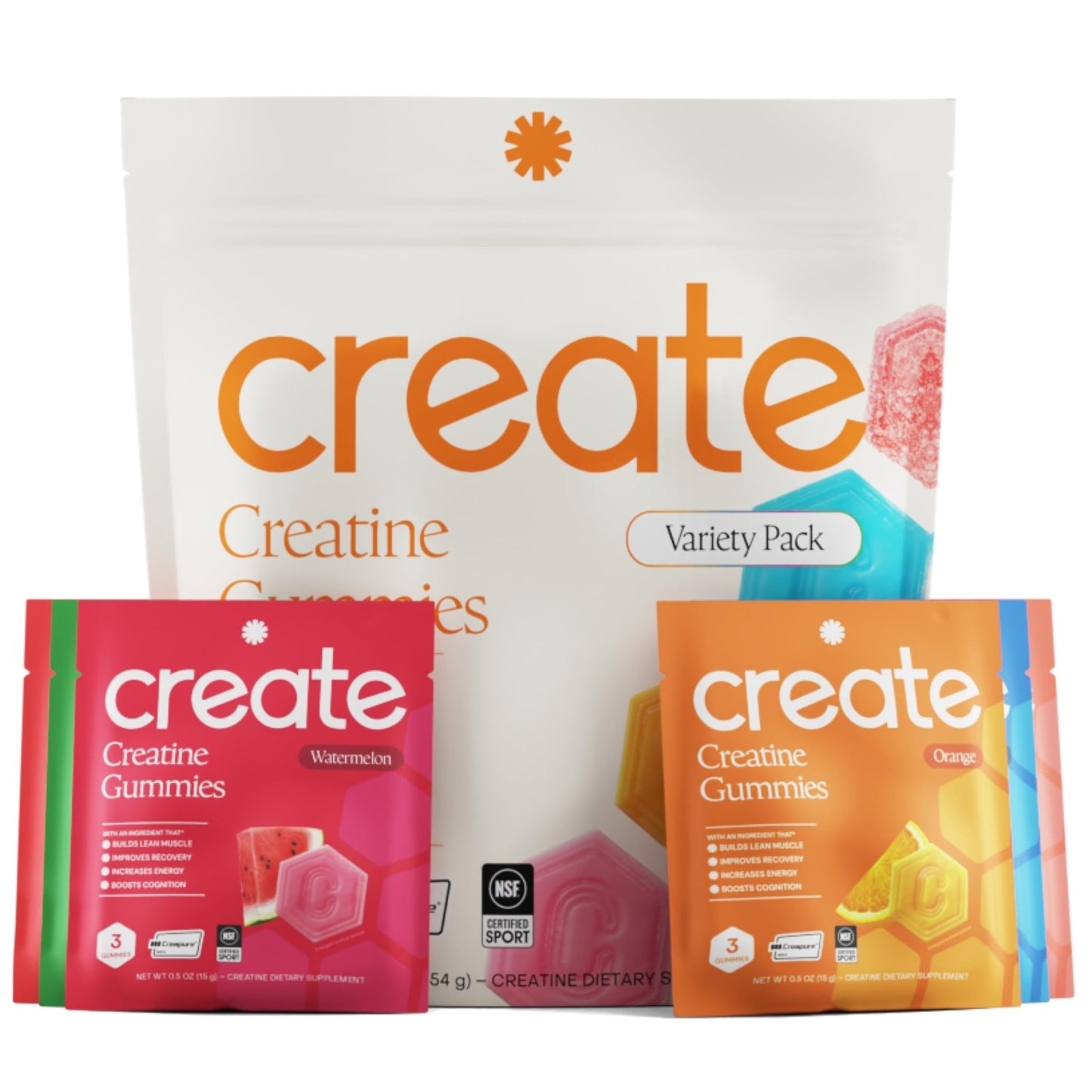 Create Creatine Gummies for Men & Women – NSF Certified, Made with Creapure Creatine Monohydrate, Great Tasting, Anti-Melting Formula, 30ct Standup Pouch, 90 Gummies (Variety Pack) - dailyvitalstore