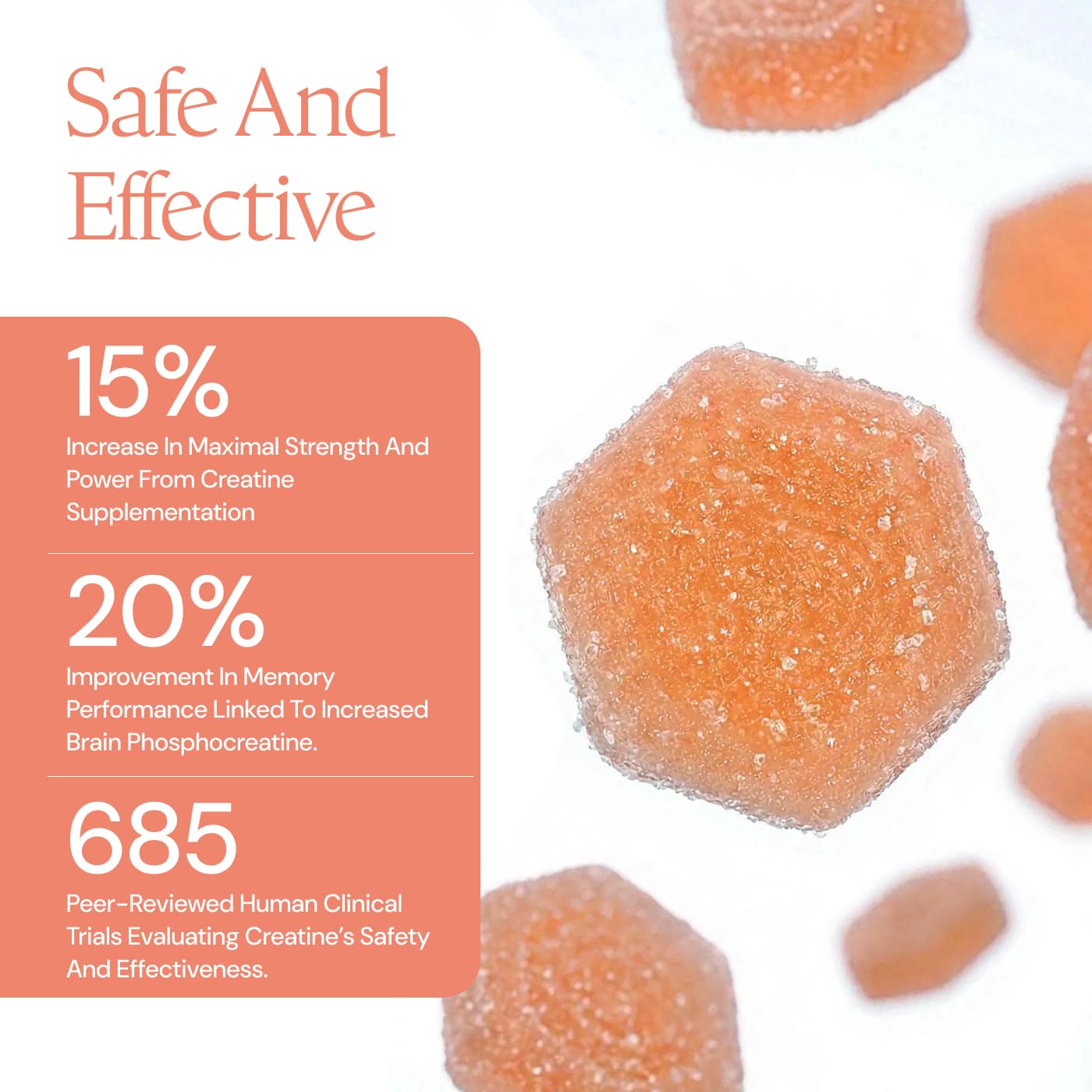 Create Creatine Monohydrate Gummies for Men & Women, Boost Focus, Strength, and Endurance, Anti-Melting Formula, Vegan, Gluten-Free, Non-GMO, 1.5g of Creatine per Gummy (Sour Peach) - dailyvitalstore