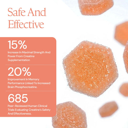 Create Creatine Monohydrate Gummies for Men & Women, Boost Focus, Strength, and Endurance, Anti-Melting Formula, Vegan, Gluten-Free, Non-GMO, 1.5g of Creatine per Gummy (Sour Peach) - dailyvitalstore