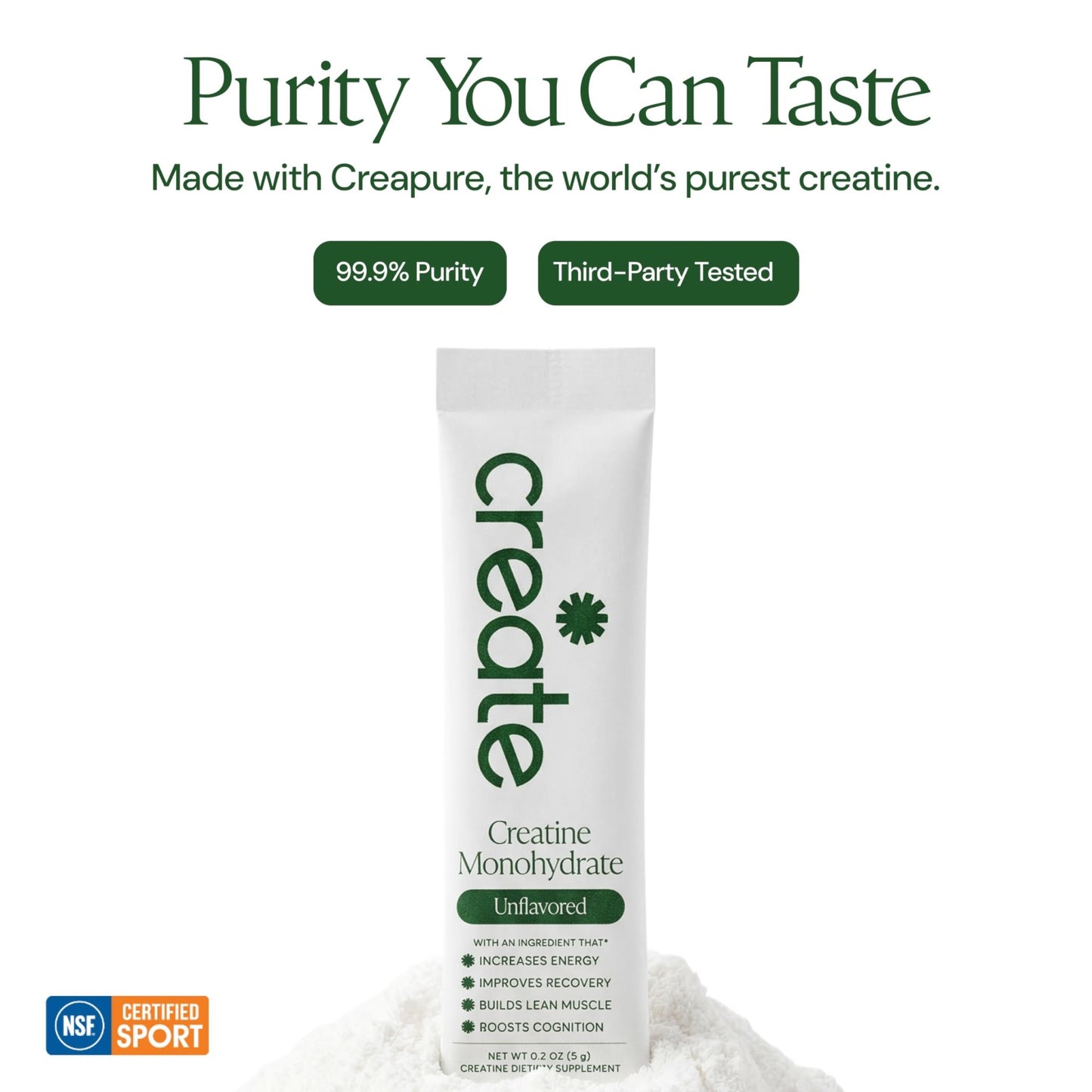Create Creatine Monohydrate Powder - Creatine Travel Packets, Made with Creapure, 3rd Party Tested & NSF Certified for Sport, 30 Stick Packs, Unflavored - dailyvitalstore