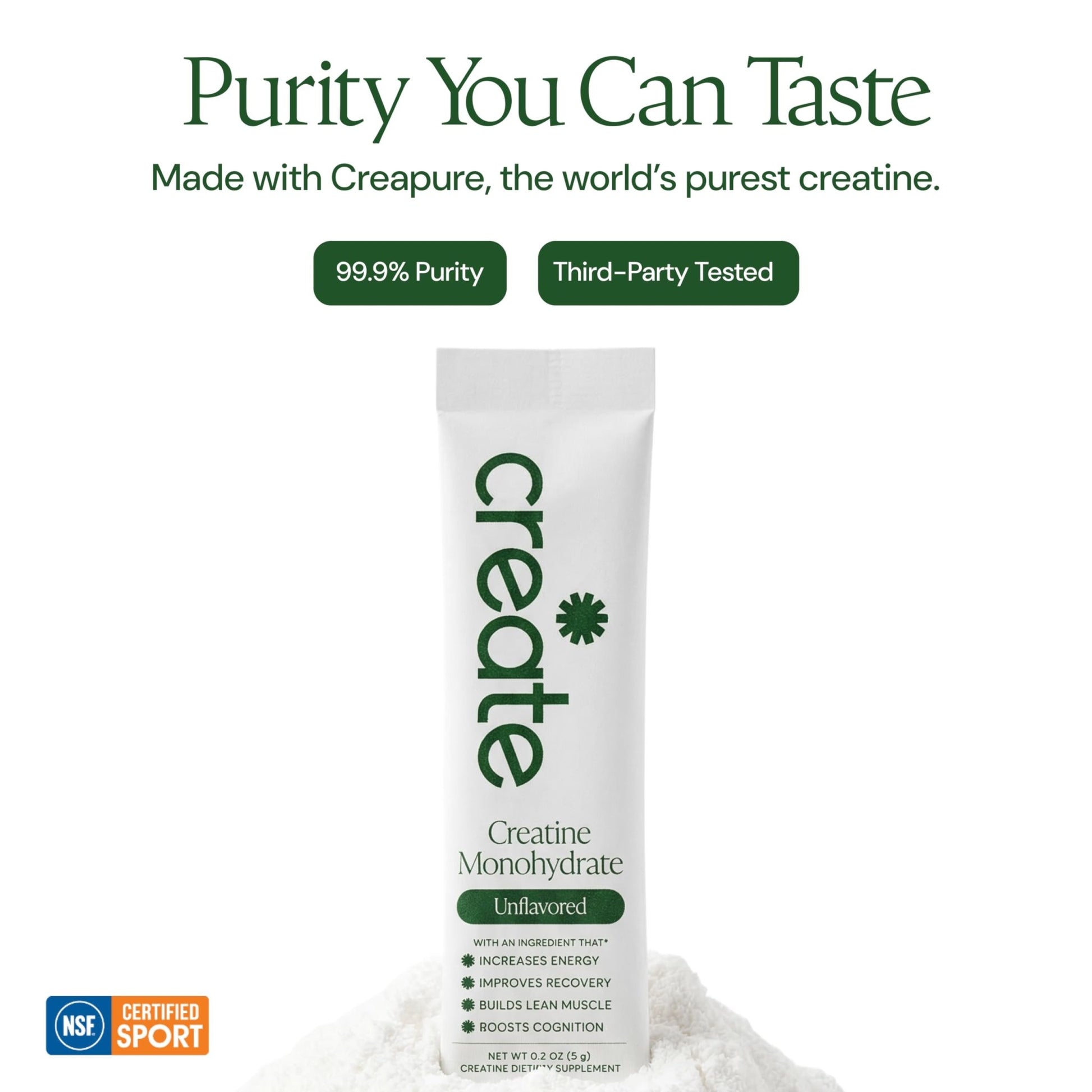 Create Creatine Monohydrate Powder - Creatine Travel Packets, Made with Creapure, 3rd Party Tested & NSF Certified for Sport, 30 Stick Packs, Unflavored - dailyvitalstore
