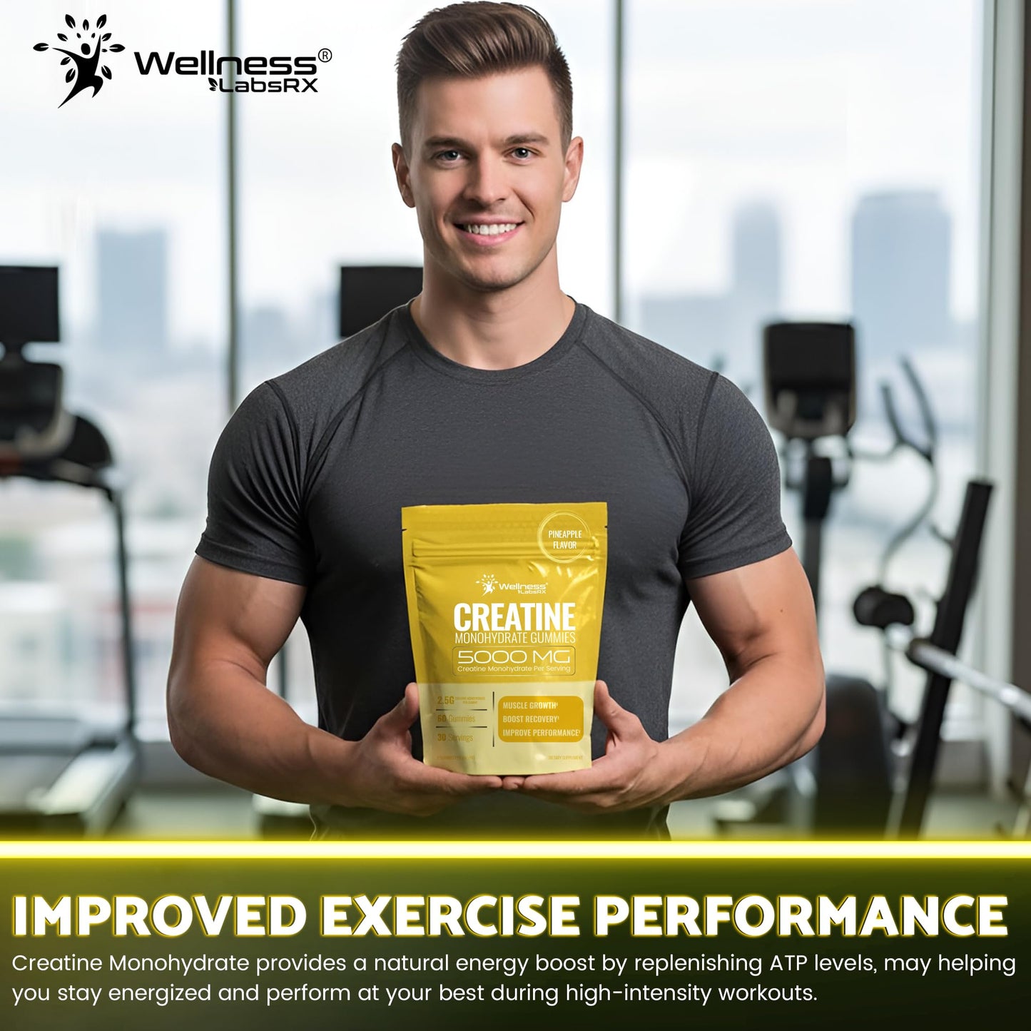 Creatine Gummies 5000mg, 30 Servings Creatine Monohydrate Gummies - Third-Party Tested Creatine for Women, Pineapple Flavor Creatine for Men, Muscle Growth, - dailyvitalstore