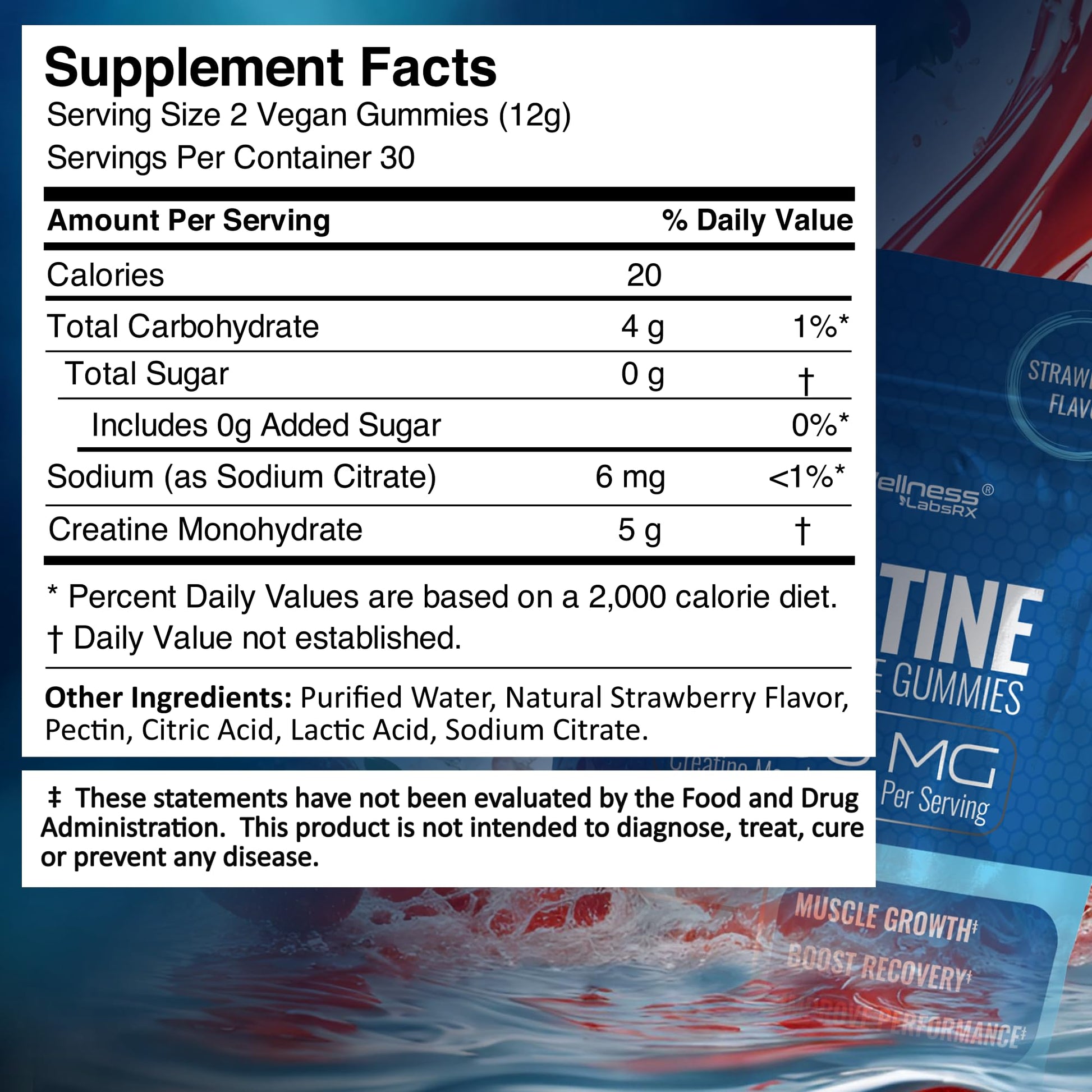 Creatine Gummies 5000mg, 30 Servings Creatine Monohydrate Gummies - Third-Party Tested Creatine for Women, Strawberry Flavor Creatine for Men, Muscle Growth, - dailyvitalstore
