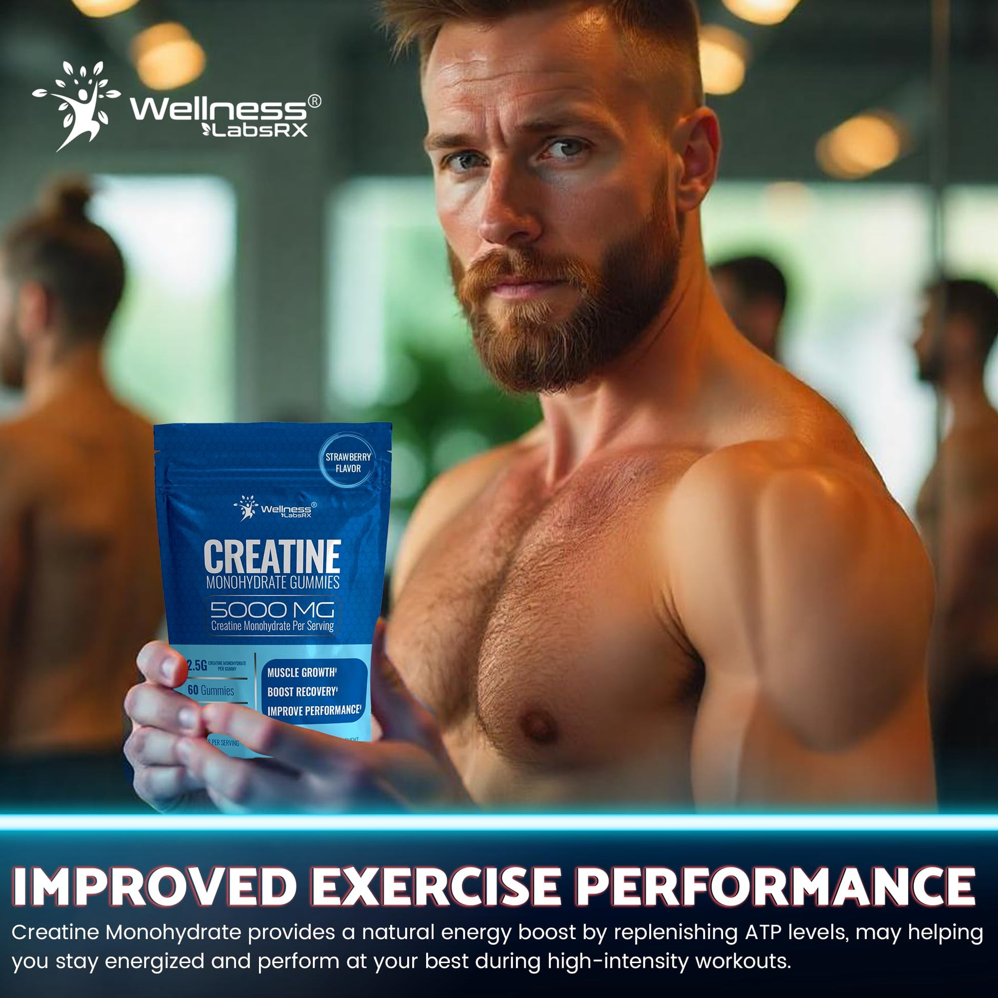 Creatine Gummies 5000mg, 30 Servings Creatine Monohydrate Gummies - Third-Party Tested Creatine for Women, Strawberry Flavor Creatine for Men, Muscle Growth, - dailyvitalstore
