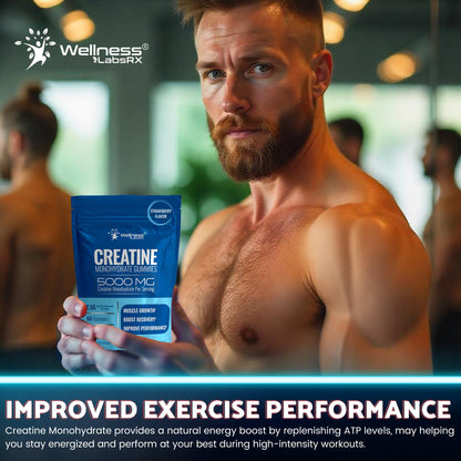 Creatine Gummies 5000mg, 30 Servings Creatine Monohydrate Gummies - Third-Party Tested Creatine for Women, Strawberry Flavor Creatine for Men, Muscle Growth, - dailyvitalstore