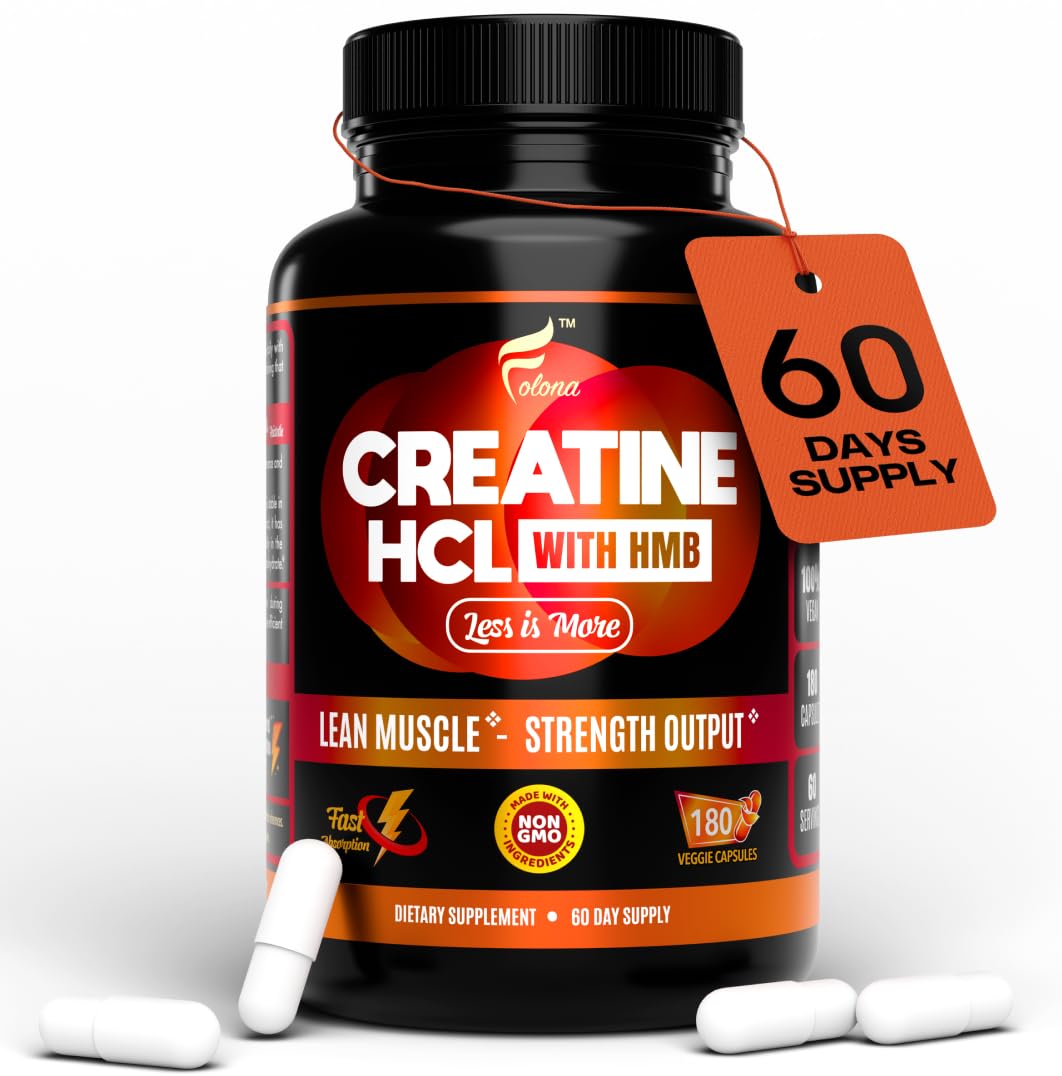 Creatine HCL Capsules with HMB - Workout Supplement for Men & Women, Muscle Builder, Endurance, Strength, Superior to Monohydrate: Instantized for Max Absorption, No Load - dailyvitalstore