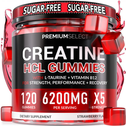 Creatine HCL for Adults 120 Gummies 6200mg - HCL Creatine Advanced Complex with L-Taurine + Vitamin B12 for Men & Women Muscle Strength & Builder, Energy Boost, - dailyvitalstore