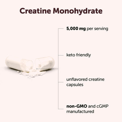 Creatine Monohydrate 5,000mg, 500 Capsules | Pure Creatine Pills – Micronized + Unflavored Powder Source, Easy Absorption | Keto, Non-GMO - dailyvitalstore