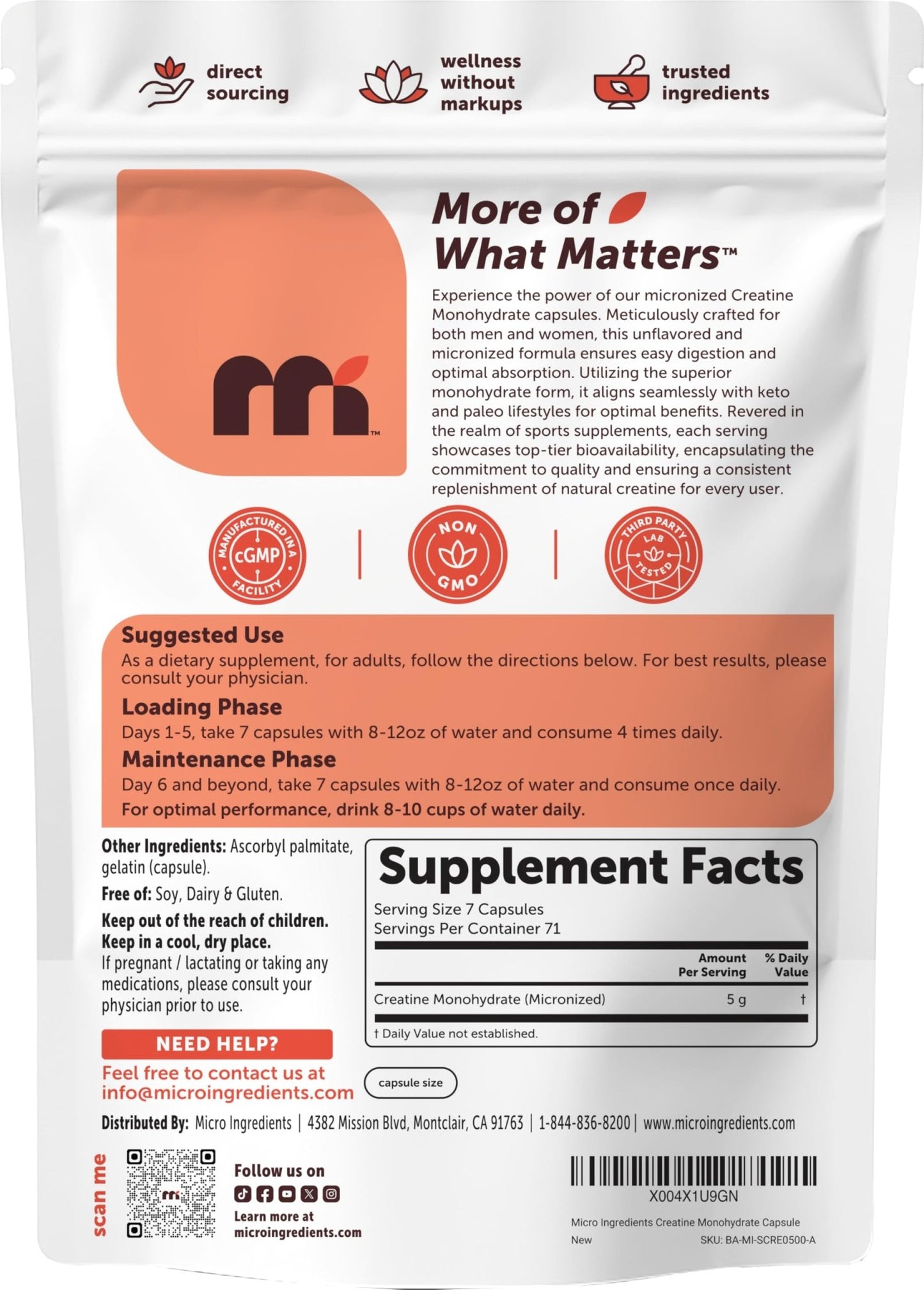 Creatine Monohydrate 5,000mg, 500 Capsules | Pure Creatine Pills – Micronized + Unflavored Powder Source, Easy Absorption | Keto, Non-GMO - dailyvitalstore