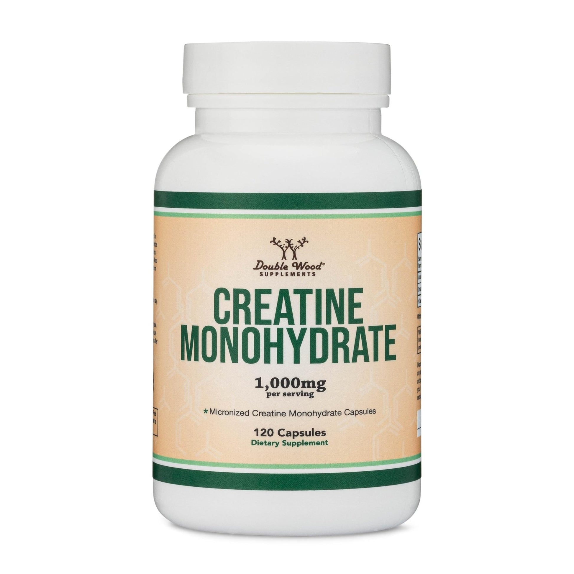 Creatine Monohydrate Capsules - 1g per Serving, 120 Count - No Fillers, Vegan Safe, Non-GMO, Gluten Free by Double Wood (Pack of 2) - dailyvitalstore