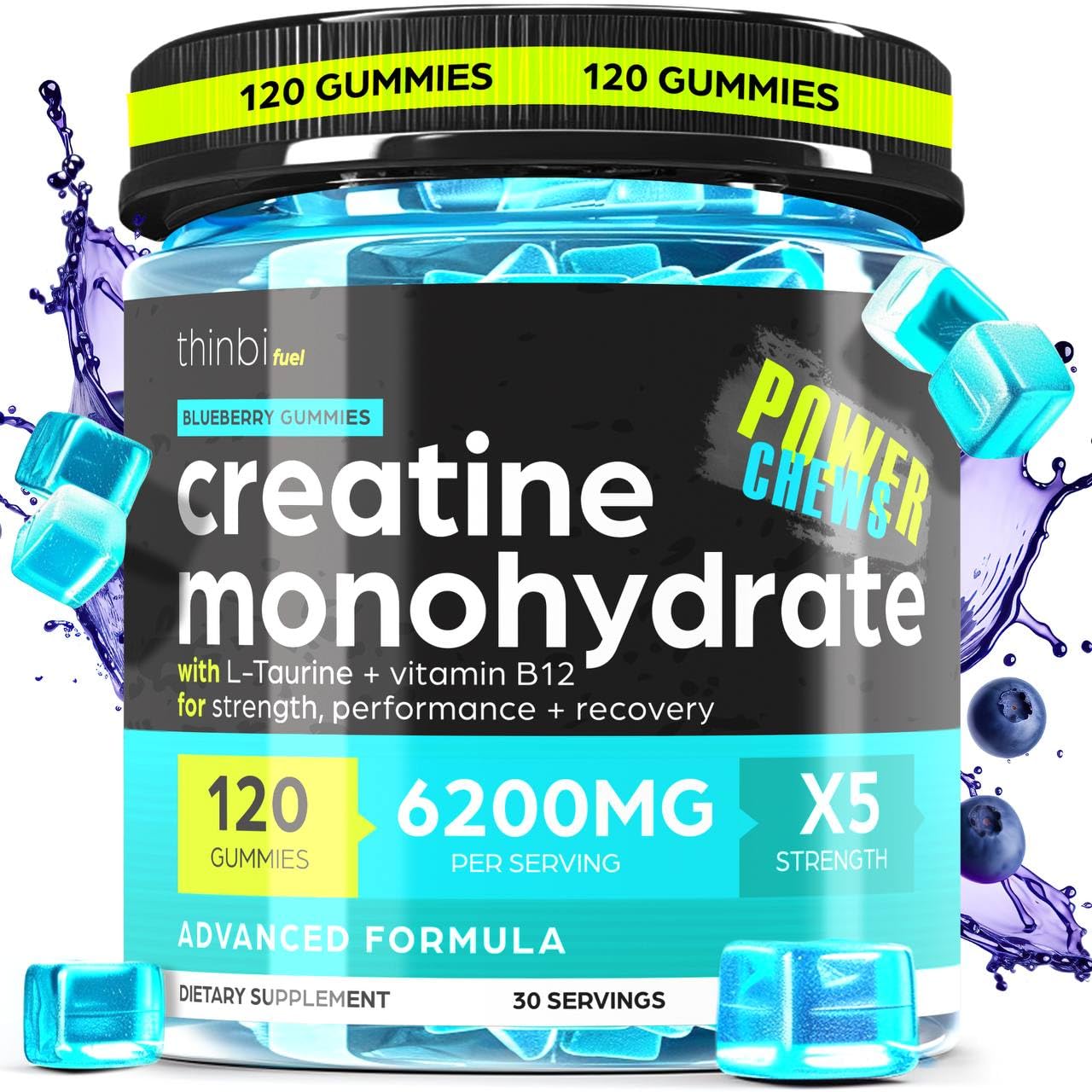 Creatine Monohydrate Gummies Complex 6200mg for Men & Women - 120 Gummies Advanced Formula W/L-Taurine + Vitamin B12 for Muscle Strength, Muscle Builder, Energy Boost - dailyvitalstore