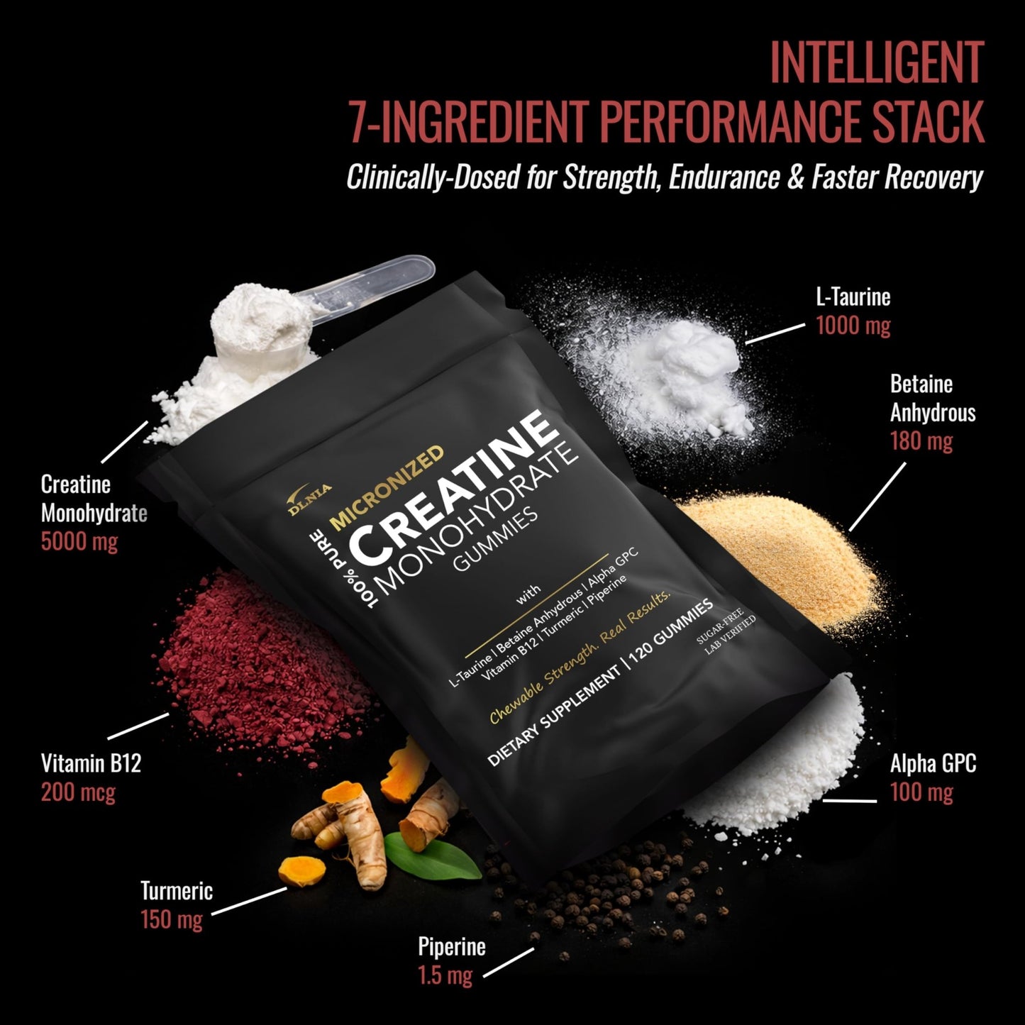 Creatine Monohydrate Gummies for Men & Women - Sugar Free & Vegan Advanced Formula W/L-Taurine + Vitamin B12 - for Muscle Strength, Muscles Builder, Recovery, - dailyvitalstore