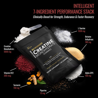 Creatine Monohydrate Gummies for Men & Women - Sugar Free & Vegan Advanced Formula W/L-Taurine + Vitamin B12 - for Muscle Strength, Muscles Builder, Recovery, - dailyvitalstore