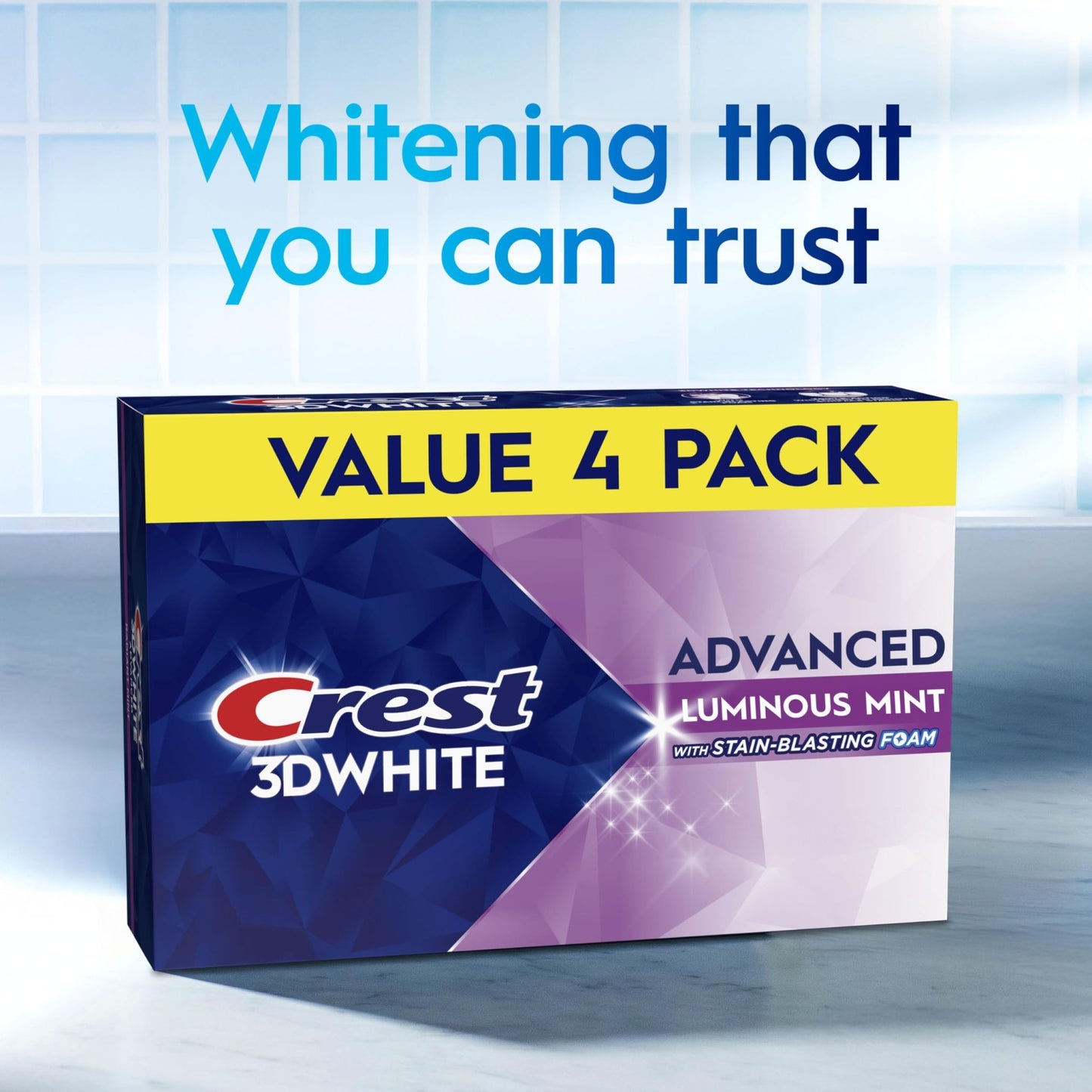 Crest 3D White Advanced, Teeth Whitening Toothpaste for Adults, 3.7 oz, 4 Pack, Cavity Protection Fluoride Toothpaste, - dailyvitalstore