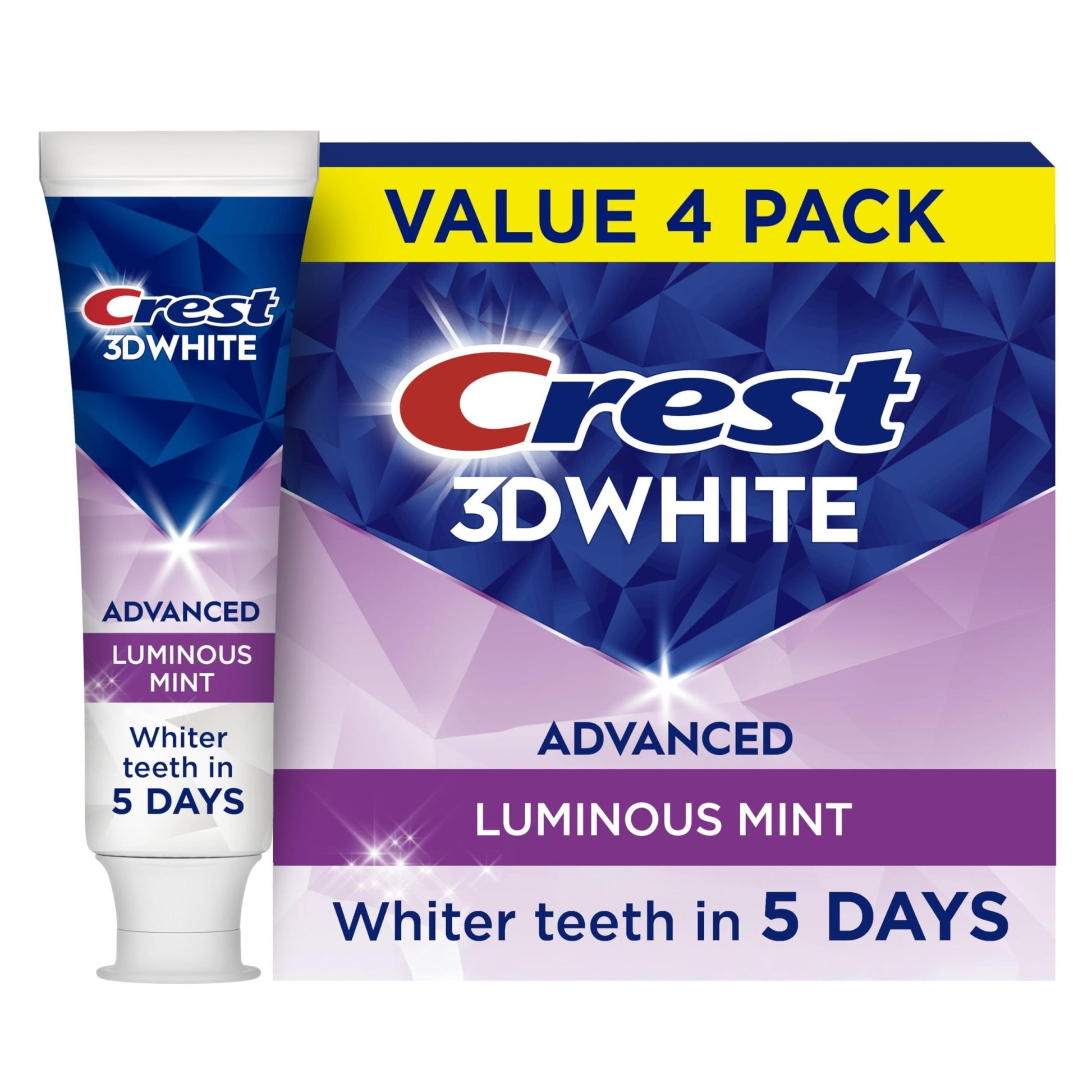 Crest 3D White Advanced, Teeth Whitening Toothpaste for Adults, 3.7 oz, 4 Pack, Cavity Protection Fluoride Toothpaste, - dailyvitalstore