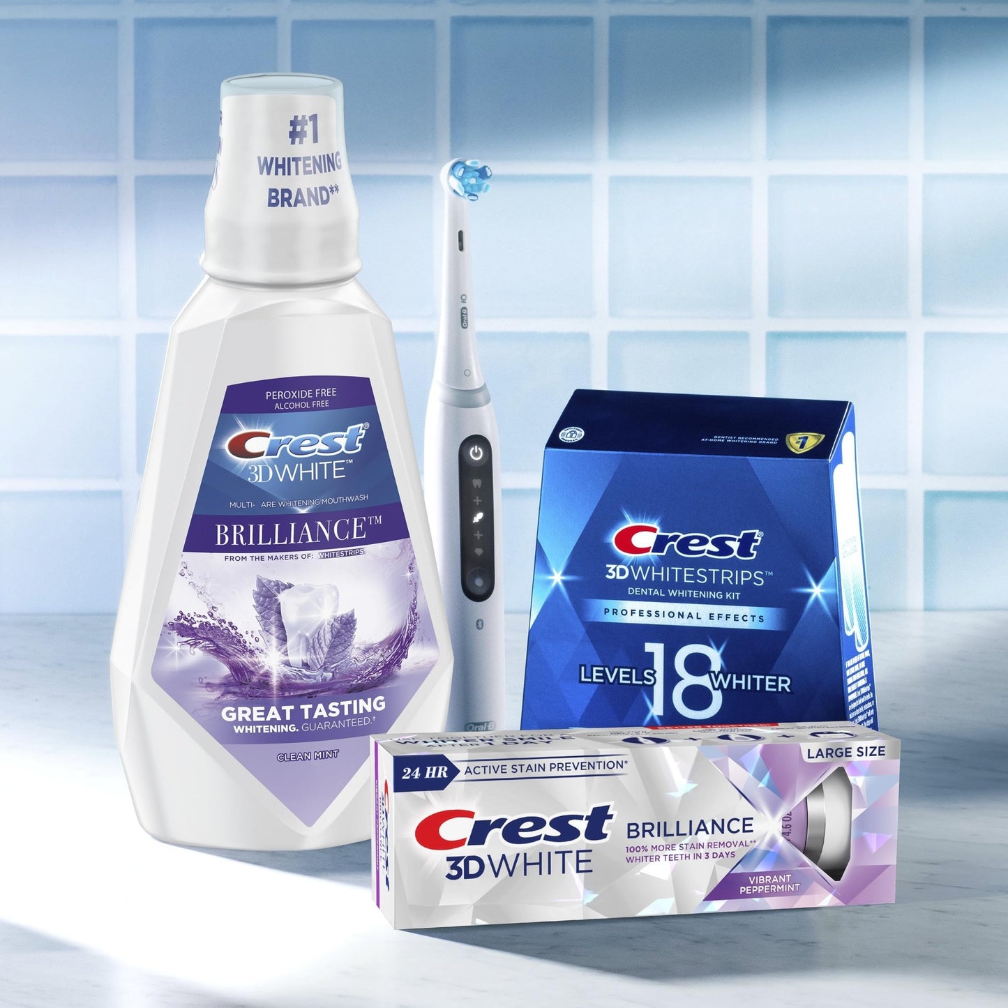 Crest 3D White Mouthwash, Teeth Whitening for Adults, 1L, 2 Pack, Alcohol Free Mouth Rinse, Breath Freshener, Antibacterial, Antiseptic, - dailyvitalstore