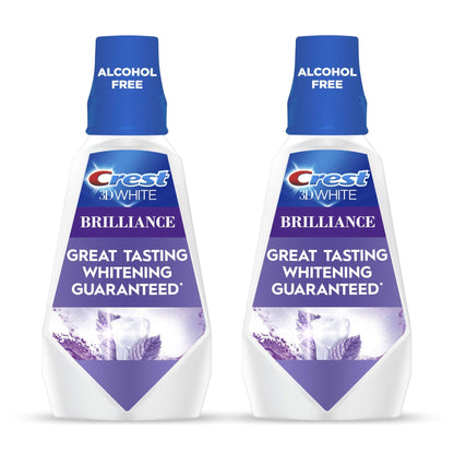 Crest 3D White Mouthwash, Teeth Whitening for Adults, 1L, 2 Pack, Alcohol Free Mouth Rinse, Breath Freshener, Antibacterial, Antiseptic, - dailyvitalstore
