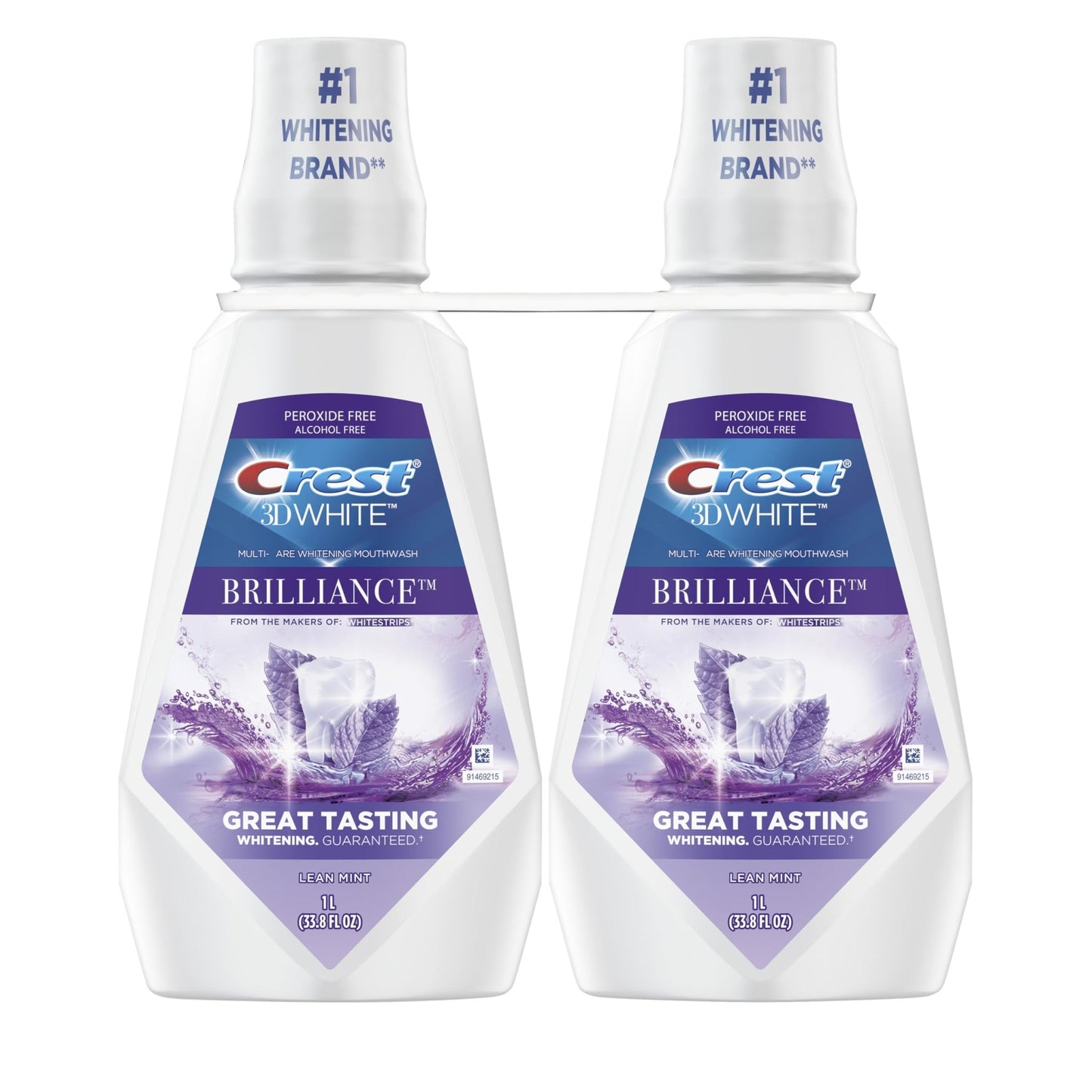 Crest 3D White Mouthwash, Teeth Whitening for Adults, 1L, 2 Pack, Alcohol Free Mouth Rinse, Breath Freshener, Antibacterial, Antiseptic, - dailyvitalstore