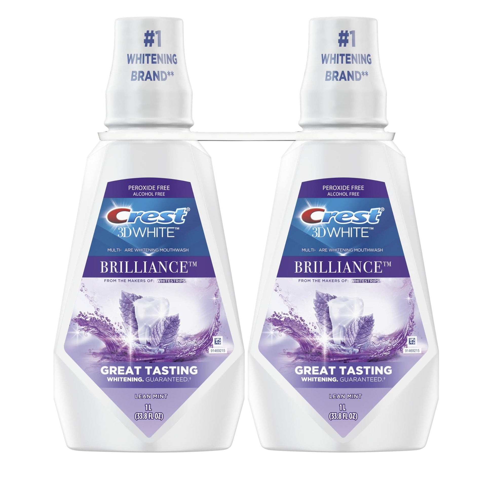 Crest 3D White Mouthwash, Teeth Whitening for Adults, 1L, 2 Pack, Alcohol Free Mouth Rinse, Breath Freshener, Antibacterial, Antiseptic, - dailyvitalstore