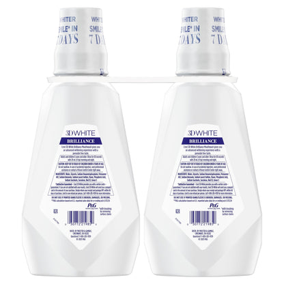 Crest 3D White Mouthwash, Teeth Whitening for Adults, 1L, 2 Pack, Alcohol Free Mouth Rinse, Breath Freshener, Antibacterial, Antiseptic, - dailyvitalstore