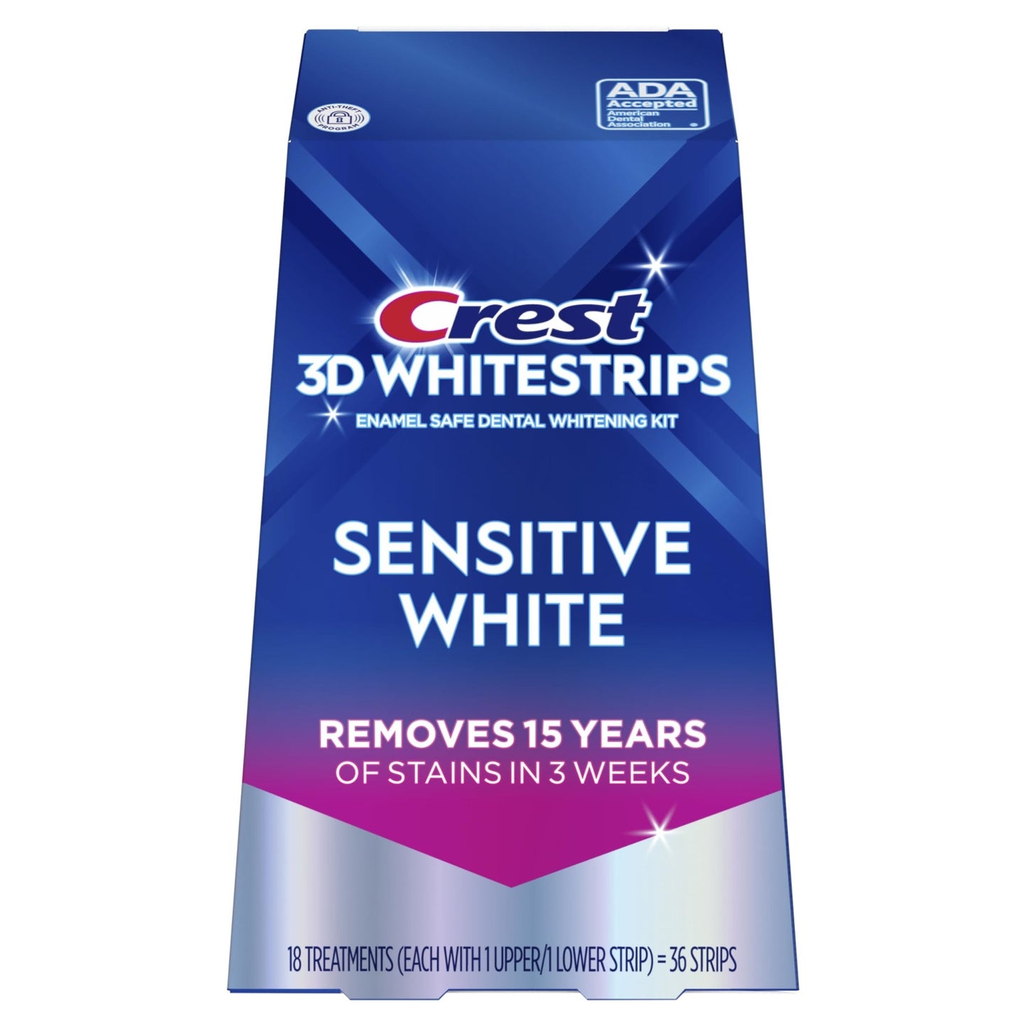 Crest 3D Whitestrips Sensitive White – Teeth Whitening Kit, 18 Treatments, Each with 1 Upper/1Lower, 36 Strips – Crest 3DWhite Teeth Whitening Strips - dailyvitalstore