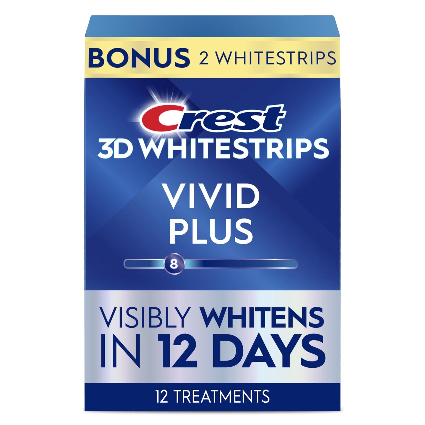 Crest 3D Whitestrips Vivid Plus, Teeth Whitening Strip Kit, 10 Treatments + 2 Bonus Treatments (Each with 1 Upper/1 Lower Strip), 24 Strips - dailyvitalstore