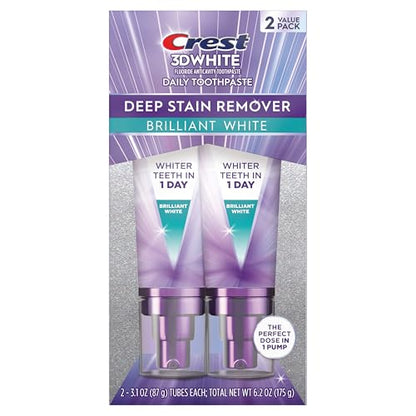 Crest 3DWhite Brilliance Deep Stain Remover Brilliant White Toothpaste - 3.1oz/2pk - dailyvitalstore