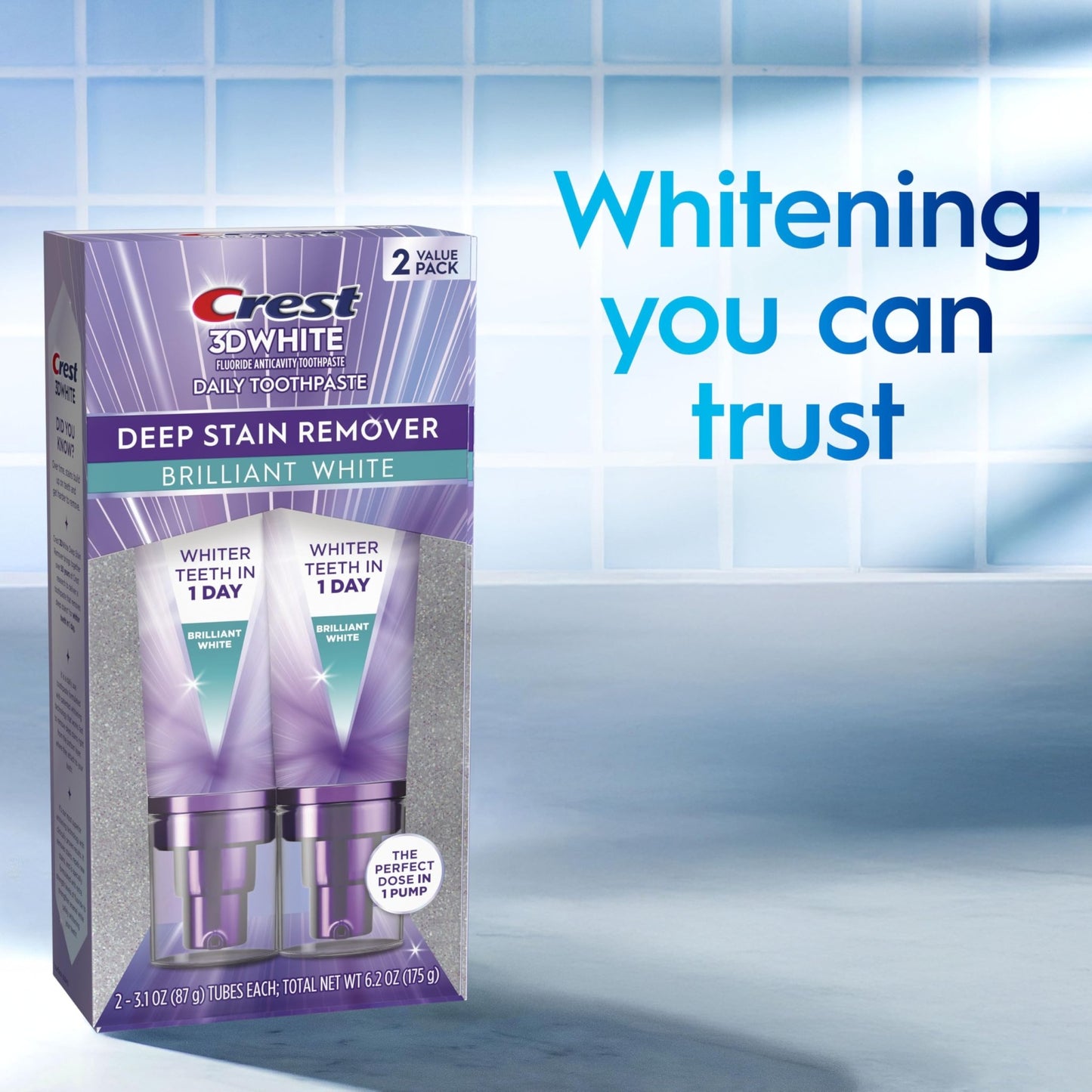 Crest 3DWhite Brilliance Deep Stain Remover Brilliant White Toothpaste - 3.1oz/2pk - dailyvitalstore