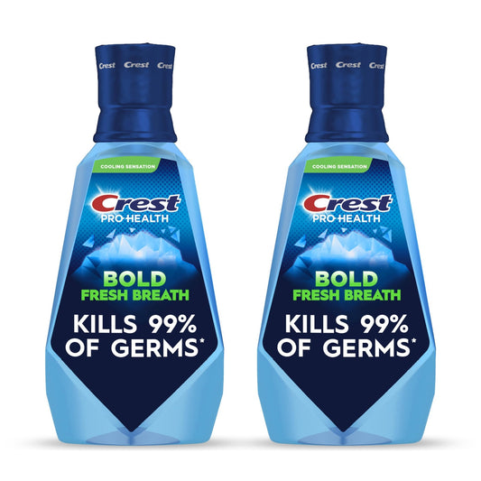 Crest Mouthwash Pro-Health Bold Fresh Breath, 99% Germ Kill, Antigingivitis & Antiplaque, Clean Mint - 1 L (33.8 fl oz), Pack of 2 - dailyvitalstore