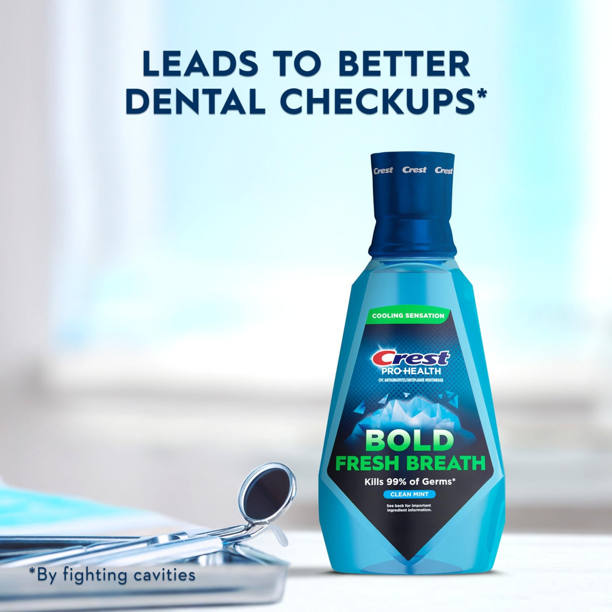 Crest Mouthwash Pro-Health Bold Fresh Breath, 99% Germ Kill, Antigingivitis & Antiplaque, Clean Mint - 1 L (33.8 fl oz), Pack of 2 - dailyvitalstore