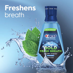 Crest Mouthwash Pro-Health Bold Fresh Breath, 99% Germ Kill, Antigingivitis & Antiplaque, Clean Mint - 1 L (33.8 fl oz), Pack of 2 - dailyvitalstore