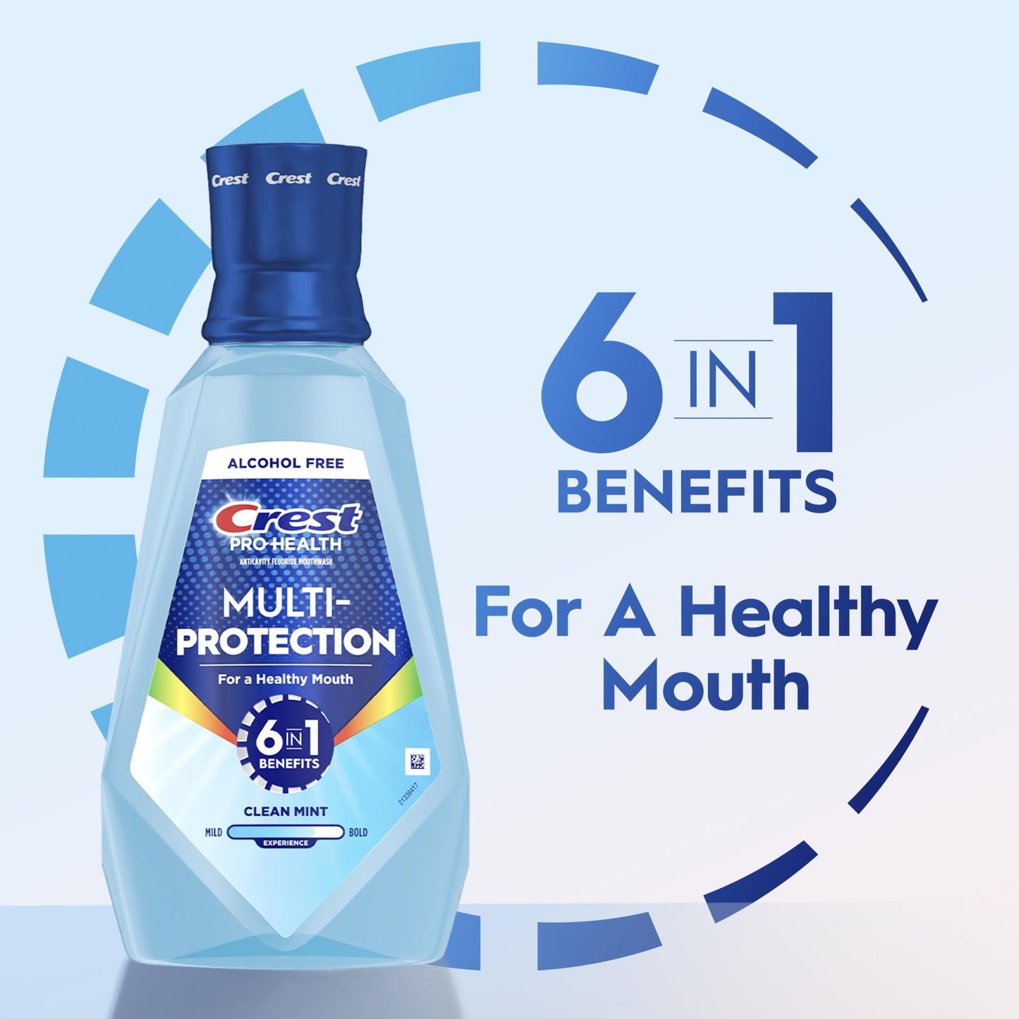 Crest Mouthwash Pro Health Multi-Protection, 1L, 2 Pack, 6-in-1 Benefits, Alcohol Free, Enamel Repair, Breath Freshener, Anti Cavity, Fluoride mouthwash, Bad Breath Treatment - dailyvitalstore
