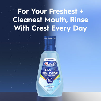 Crest Mouthwash Pro Health Multi-Protection, 1L, 2 Pack, 6-in-1 Benefits, Alcohol Free, Enamel Repair, Breath Freshener, Anti Cavity, Fluoride mouthwash, Bad Breath Treatment - dailyvitalstore