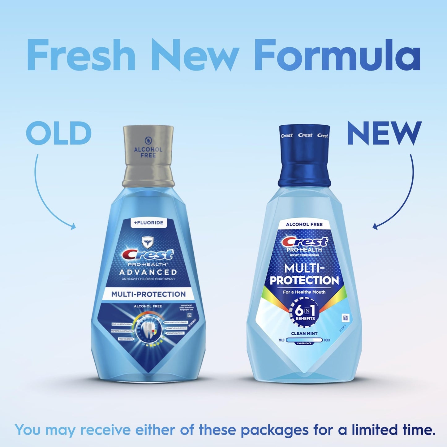 Crest Mouthwash Pro Health Multi-Protection, 1L, 2 Pack, 6-in-1 Benefits, Alcohol Free, Enamel Repair, Breath Freshener, Anti Cavity, Fluoride mouthwash, Bad Breath Treatment - dailyvitalstore