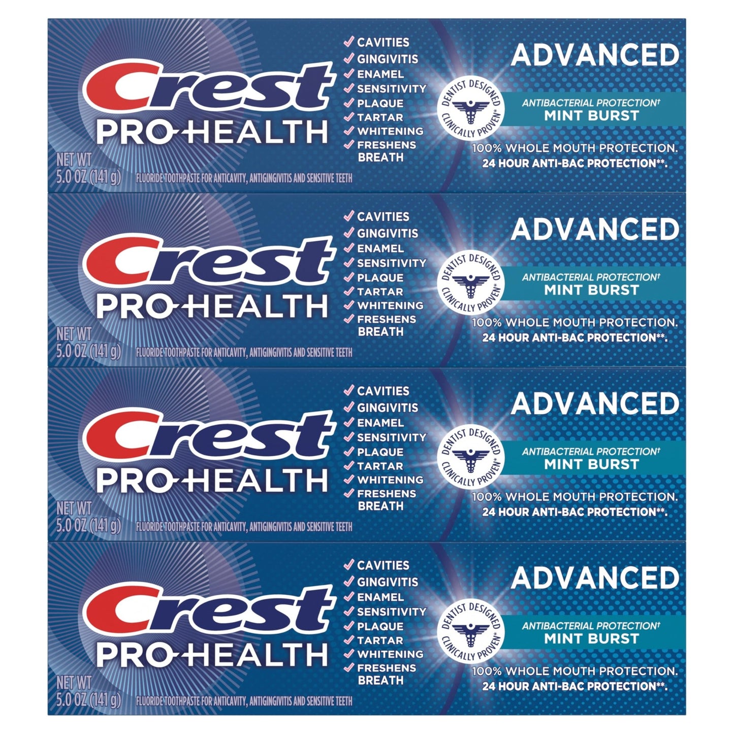Crest Pro-Health Advanced Antibacterial Protection Toothpaste,5 oz 4 Pack, Teeth Whitening for adults, Breath Freshener, for Sensitive Teeth, Gum Health, - dailyvitalstore