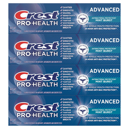 Crest Pro-Health Advanced Antibacterial Protection Toothpaste,5 oz 4 Pack, Teeth Whitening for adults, Breath Freshener, for Sensitive Teeth, Gum Health, - dailyvitalstore