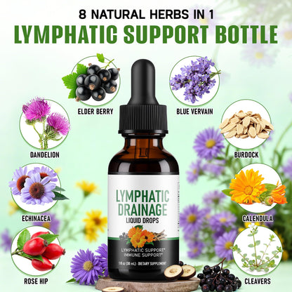 Crobirware Lymphatic Drainage Drops - Herbal Lymph System Cleanse & Immune Support - Liquid with Echinacea, Elderberry, Ginger & Burdock Root - Vegan, Alcohol-Free, 1oz - dailyvitalstore
