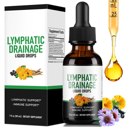 Crobirware Lymphatic Drainage Drops - Herbal Lymph System Cleanse & Immune Support - Liquid with Echinacea, Elderberry, Ginger & Burdock Root - Vegan, Alcohol-Free, 1oz - dailyvitalstore