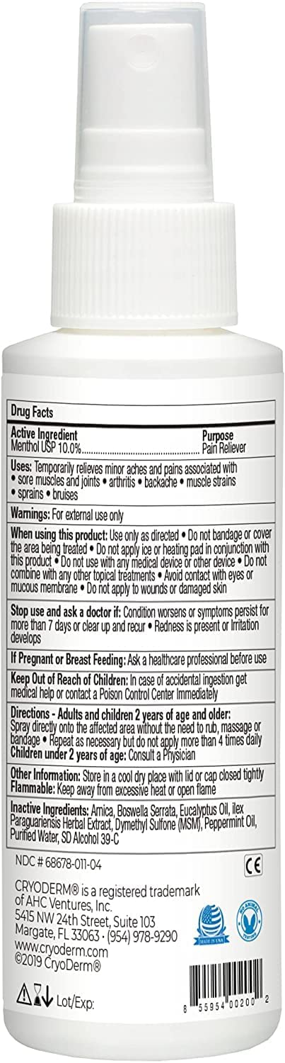 CryoDerm 4 oz Spray Cold Therapy (2 Pack) - dailyvitalstore