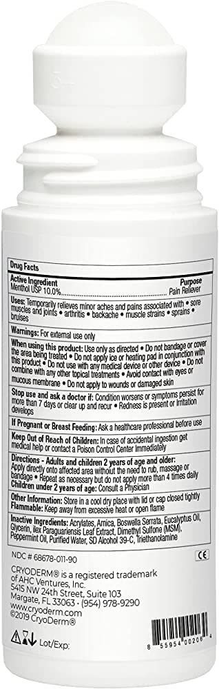 Cryoderm Cold Roll-on 3oz, 2.4 Lb - dailyvitalstore
