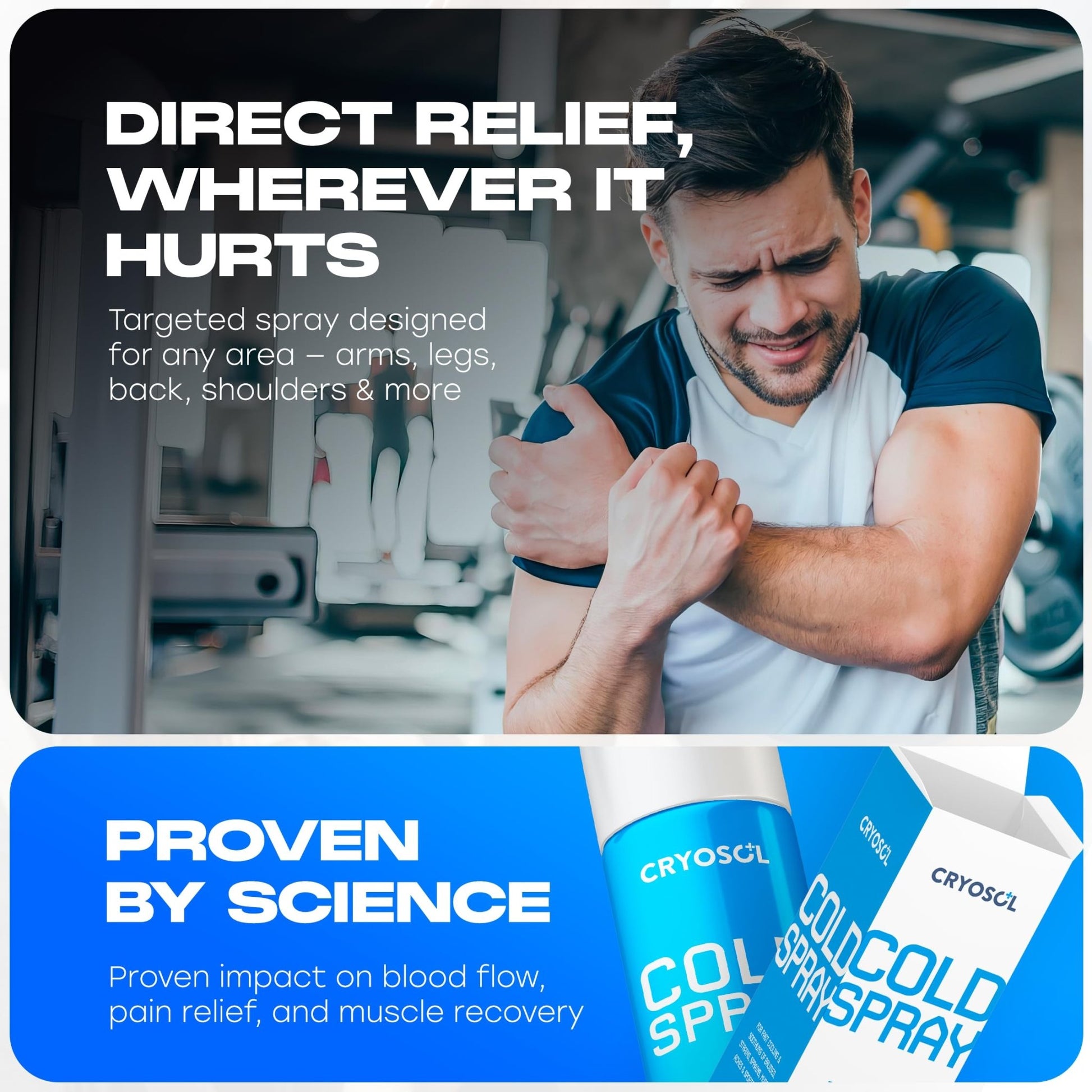 CRYOSOL Freeze Spray for Rapid Relief Anywhere - Pain Relief Spray for Sprains, Strains, Bruises, Aches and Sports Injuries - Cryotherapy for Instant Cooling Relief - 200ml / 6.76 fl oz - dailyvitalstore
