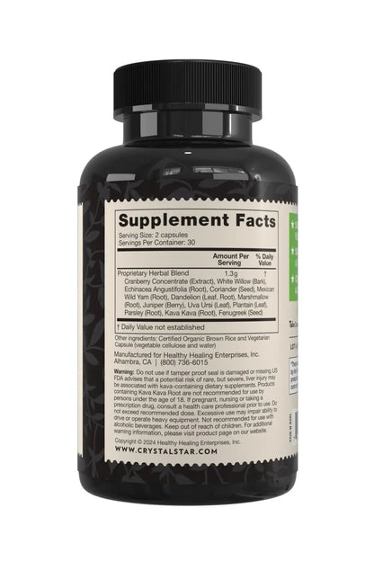 Crystal Star Bladder Support (60 Capsules) – Herbal Supplement for Healthy Bladder Function - Cranberry, Dandelion & Fenugreek - Helps Overactive Bladder and Incontinence - Non-GMO - dailyvitalstore