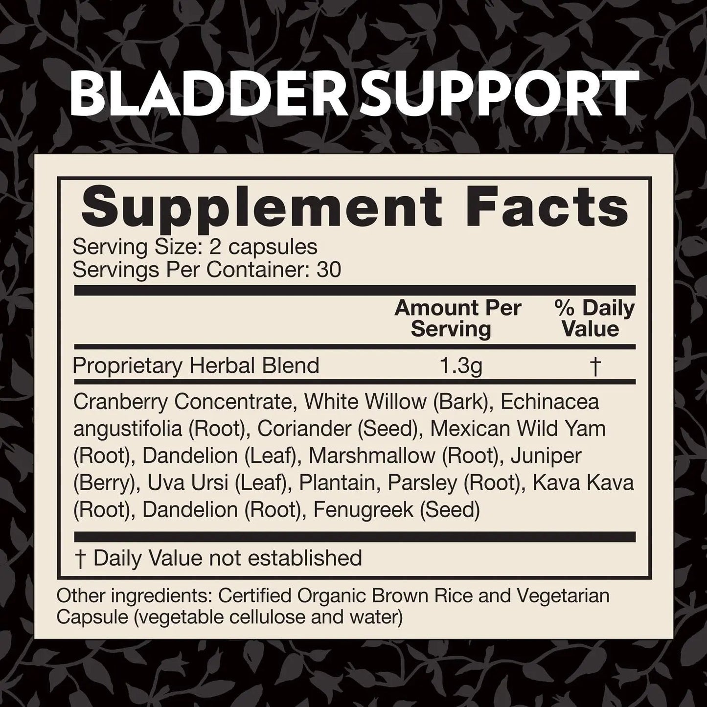 Crystal Star Bladder Support (60 Capsules) – Herbal Supplement for Healthy Bladder Function - Cranberry, Dandelion & Fenugreek - Helps Overactive Bladder and Incontinence - Non-GMO - dailyvitalstore