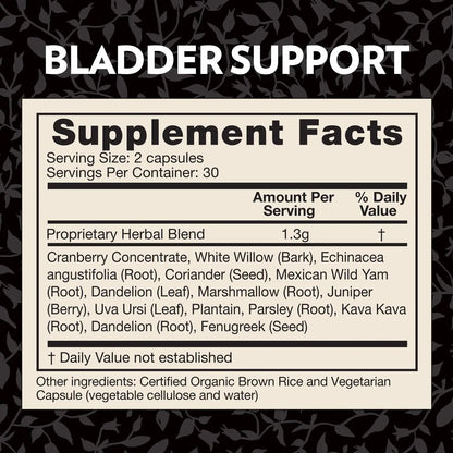 Crystal Star Bladder Support (60 Capsules) – Herbal Supplement for Healthy Bladder Function - Cranberry, Dandelion & Fenugreek - Helps Overactive Bladder and Incontinence - Non-GMO - dailyvitalstore